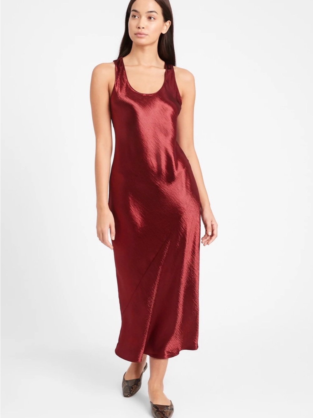 Banana Republic Bias-Cut Satin Red Slip Dress NWT Sz Large